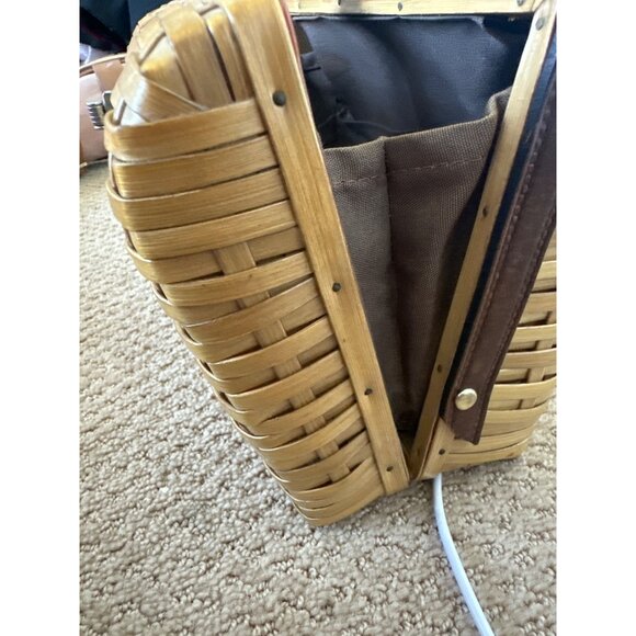 Vintage Basket Handbag Purse MCM Leather Handle Quality Clasp Engraving Plate - Picture 7 of 10